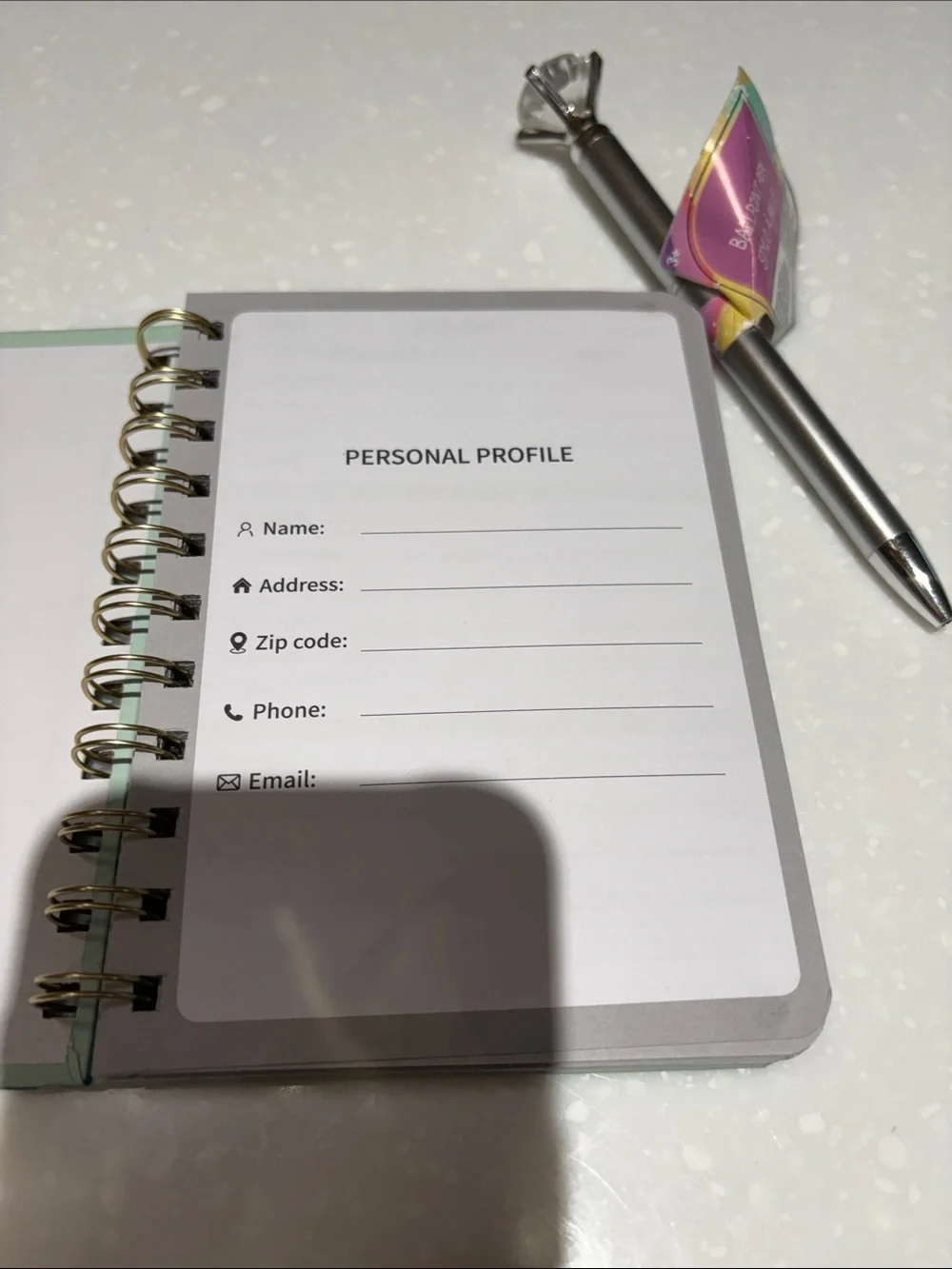 Floral Mint Password Book with Silver Pen - Internet Password Logbook
